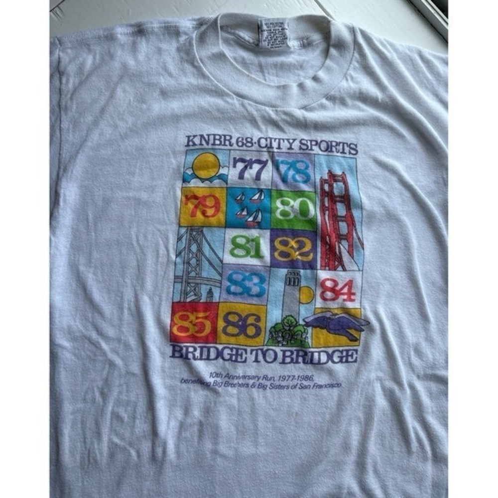 Vintage 1977–1986 Bridge to Bridge Run Shirt Signal San Francisco KNBR 68 Size L